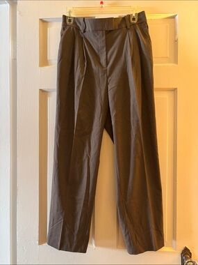 H&M Dark Brown High-Waist Straight Trousers